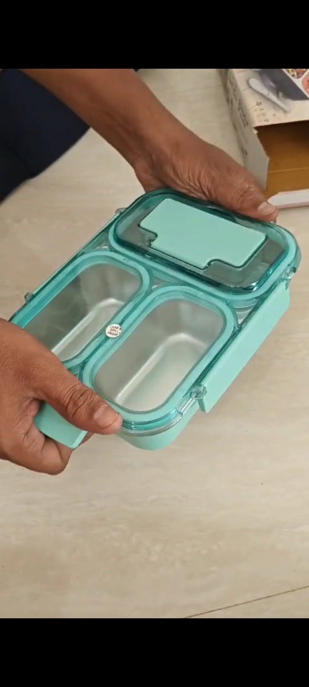 Multicolor Leak Proof 3 Compartment Stainless Steel Lunch Boxes