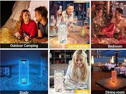16 Color Changing Rose Crystal Diamond Table Lamp